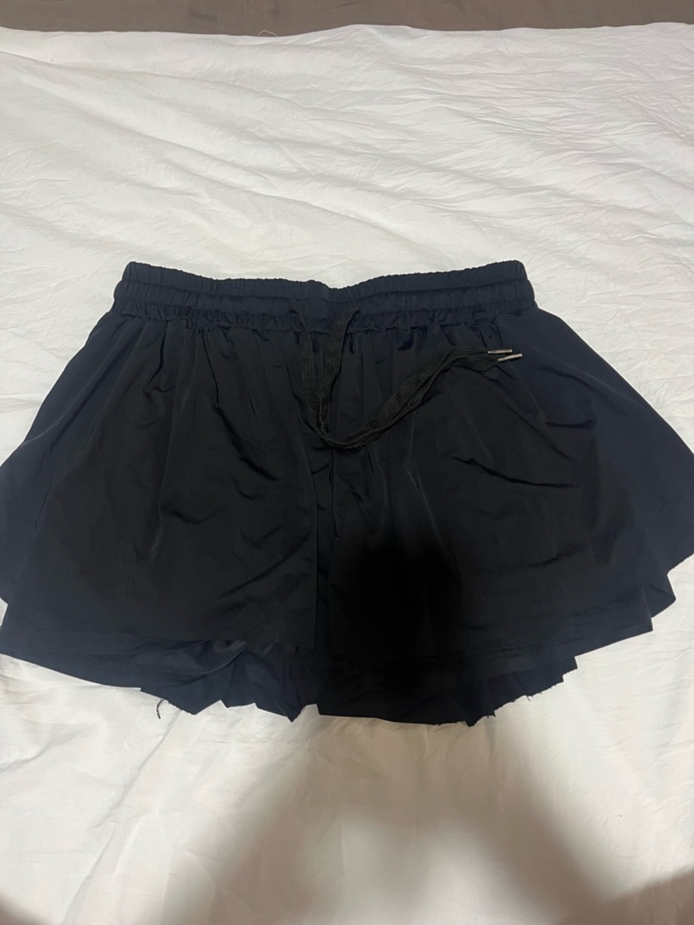 Women's Black Athletic Drawstring Running Shorts